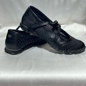 Skechers Womens Diamond Dots 21371 Rhinestone Mary Jane Shoes Sneakers Black 9.5
